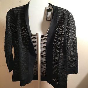 J'Envie of New York New Black Over Sweater with Patterned Yarn and Net